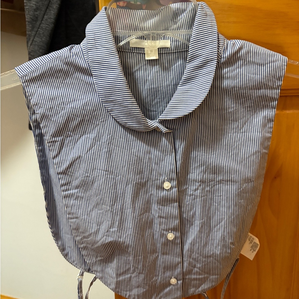 COS Navy Striped Shirt with Detachable Collar